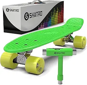 Skatro Skate Mini Cruiser. Placa de plástico estilo retrô de 56 x 15 cm vem completa