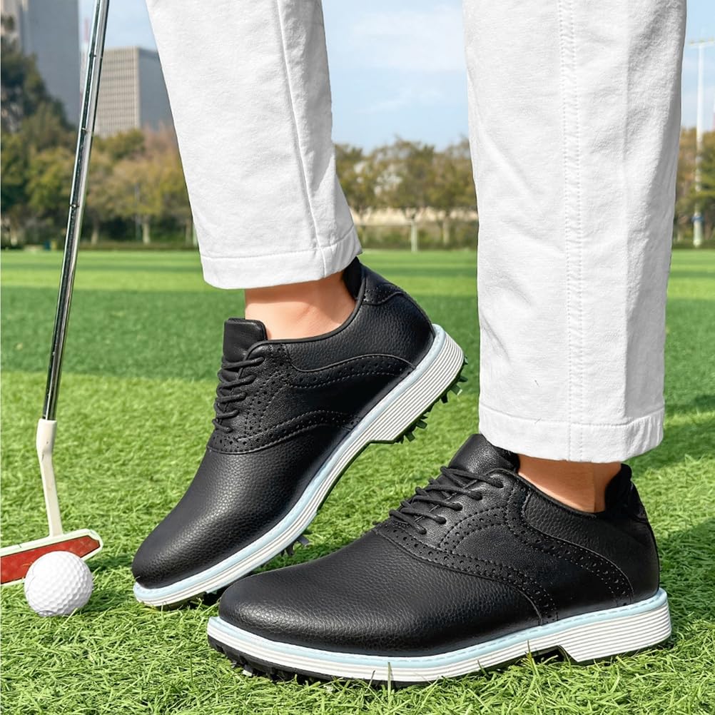 SDEQA Zapatos de Golf Impermeables para Mujer con 9 Clavos Cuero, Zapatillas de Golf para golfistas, Talla Grande