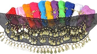 Belly Dance Hip Scarf with Coins Waist Costume Belt For Dancer Dancing 12 packs