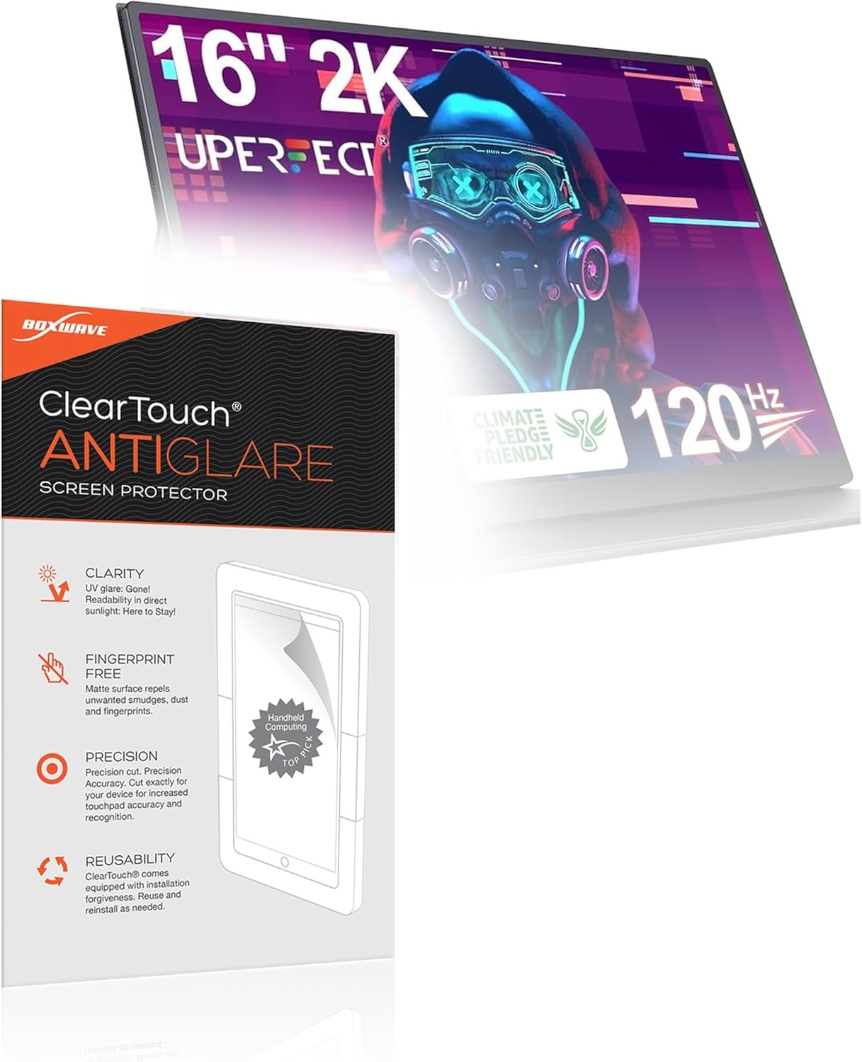 BoxWave Screen Protector Compatible With UPERFECT 1602K 120hz Portable Gaming Monitor (16 in) - ClearTouch Anti-Glare (2-Pack), Anti-Fingerprint Matte Film Skin