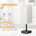 Lampes de table tactiles côté lit 2 - Lampes de table de nuit pour chambre avec USB Ports de recharge C+A & AC Des sorties, 3 Façon dimmable avec l'ombre en tissu de lin pour le salon, dorme (bulbe inclus)