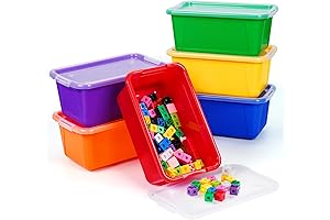 GAMENOTE Stackable Small Bins with Lids for Toy Storage and Classroom Organization...