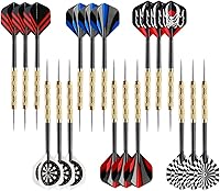 Accmor Steel Tip Darts 18 Pack - Professional 14g Metal Darts Set with Stainless Tips & Copper Barrels for Dartboard