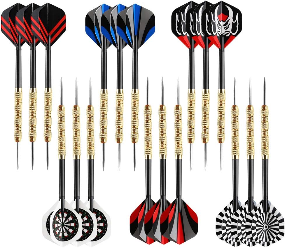Accmor Steel Tip Darts, Professional Metal Darts, Detachable Steel Darts, 18 Pcs