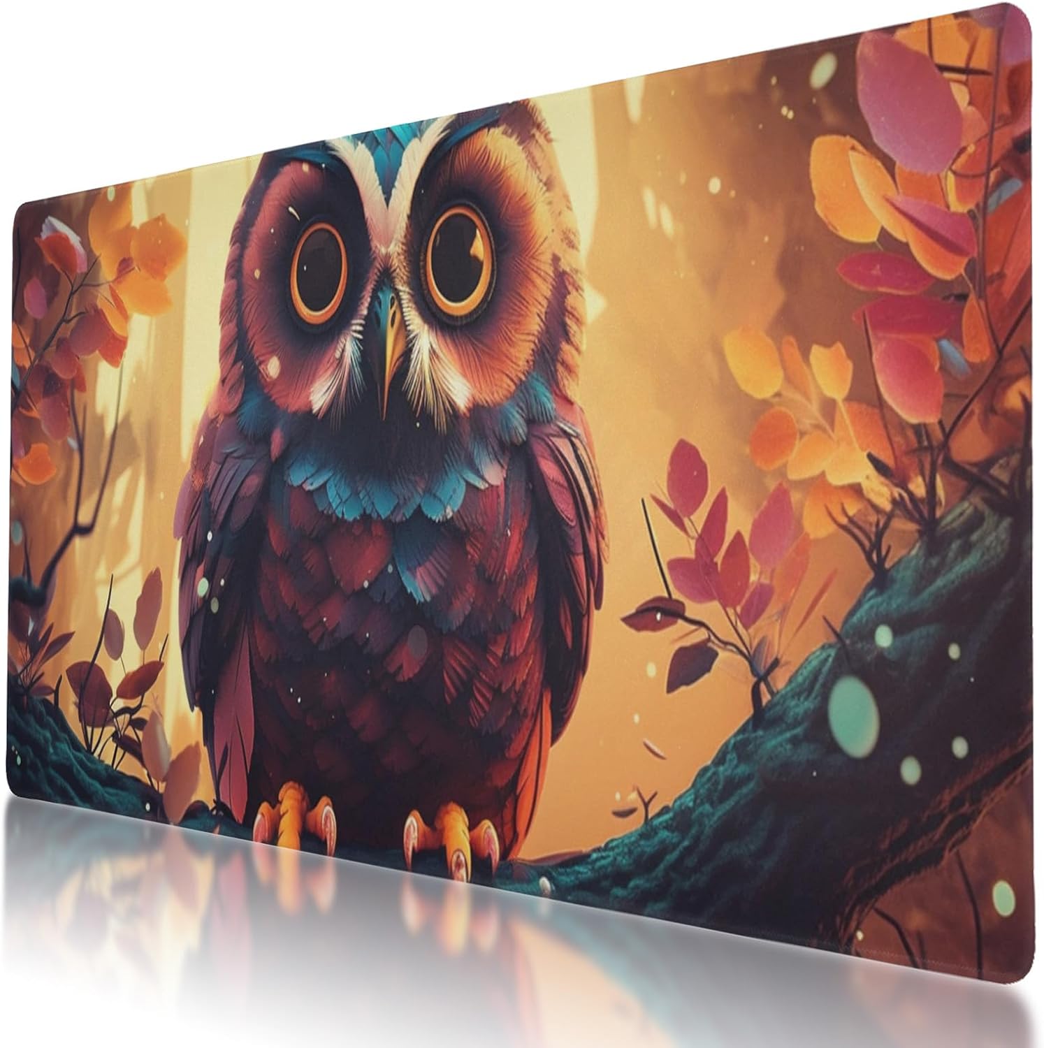 Surprise Owl XL Gaming Mouse Pad - Non-Slip Desk Mat for Home & Office, Easy Gliding & Anti-Slip Rubber Base, Cute Desk Accessory & Keyboard Pad, 31.5 x 11.8 Inch