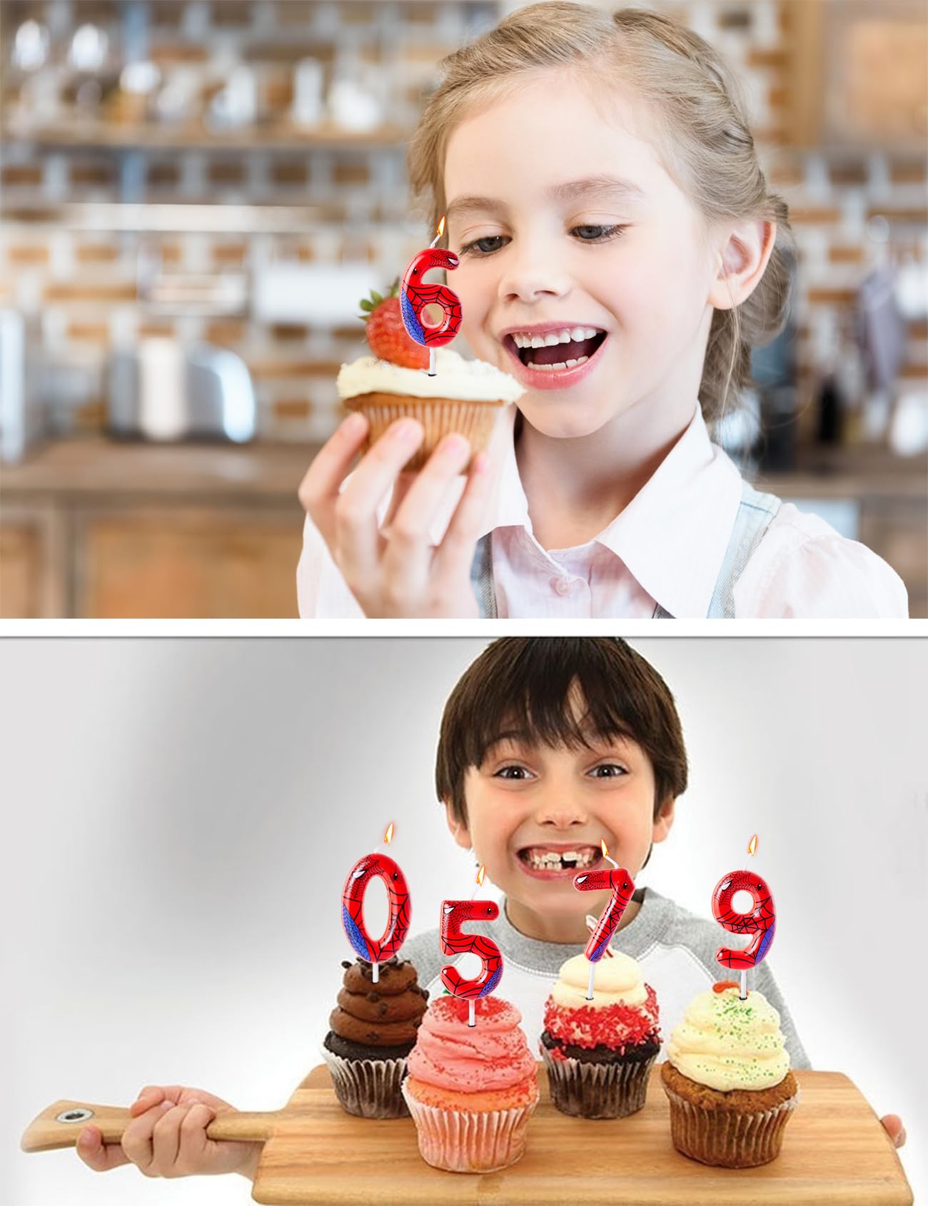 Gezan Bougies d'anniversaire sur le thème de l'araignée - Bougies en forme de chiffre pour gâteau de l'Avent - Bougies en toile pour garçon et fille - Fournitures de décoration de fête d'anniversaire