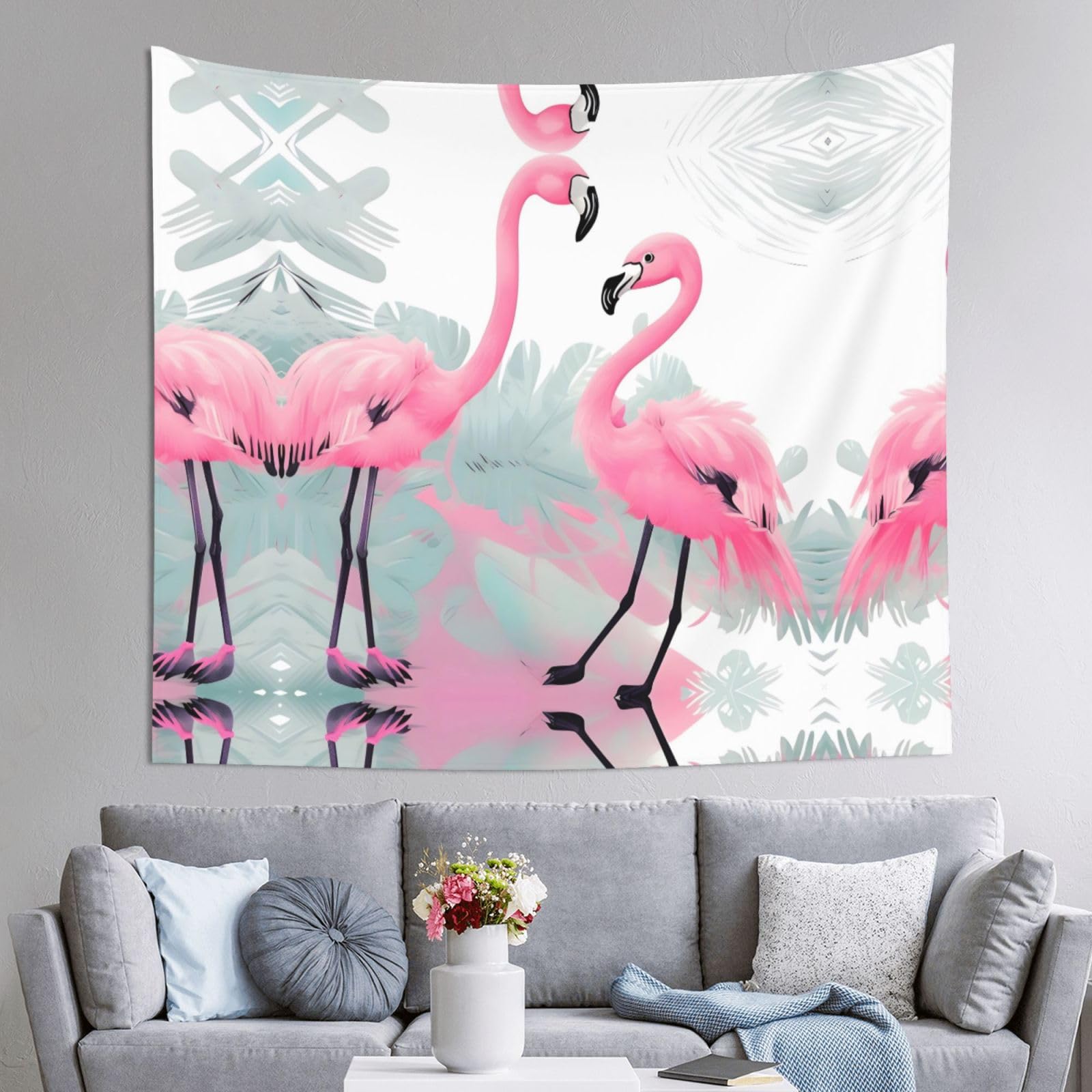 ZZYYDS Wall TapestryPink Flamingo for Living Room DormWall Hanging Home Decor Party Background, Decorative Poster 60x51in