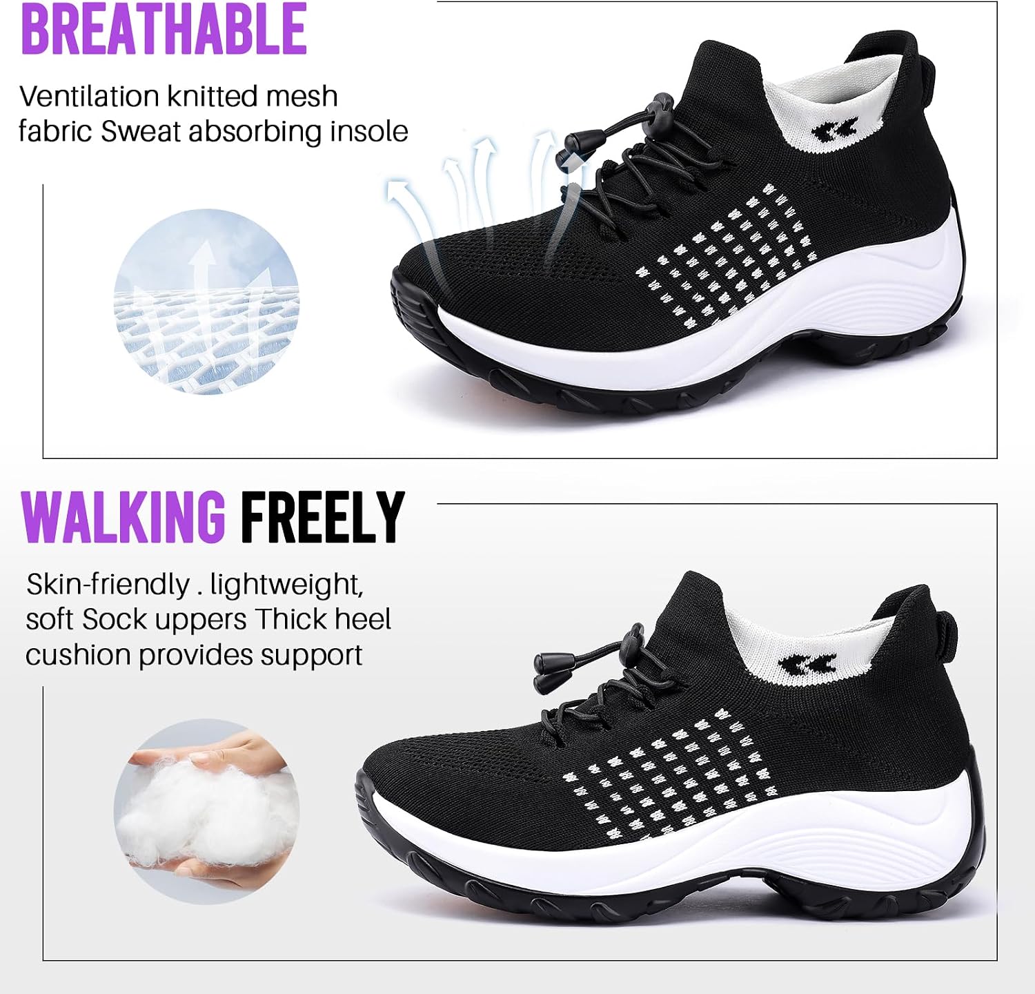 Comfortable Breathable Women Walking Shoes Slip on Trainers Women's Orthopedic Casual Ladies Shoe Thick Bottom