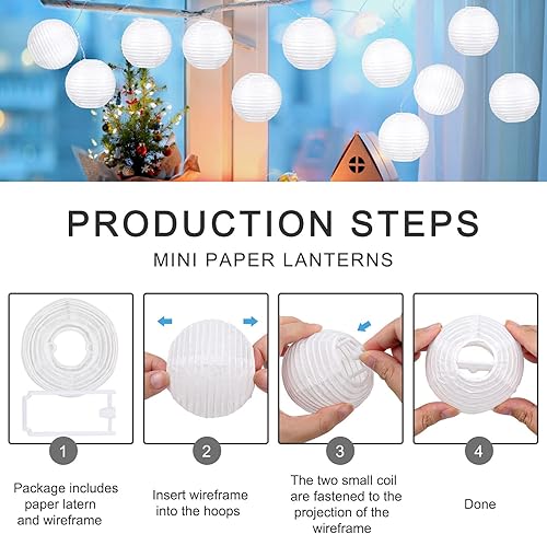Miniatura 4 de 40 linternas de papel chinas blancas de 3 pulgadas, para bodas, fiestas, decoración japonesa, redondas, para bodas, árboles de Navidad, fiestas,