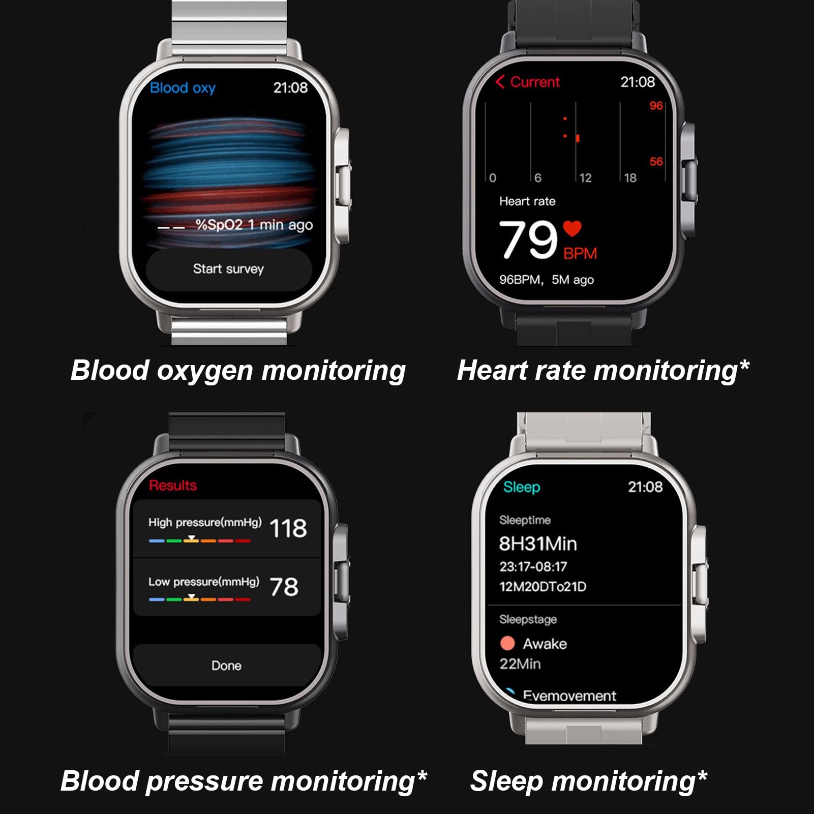 Denash Smartwatch e Auricolari 2 in 1, 2,01'' Schermo HD Bluetooth Fitness Tracker, 100 + Modalità di Sport, Monitor del Sonno Frequenza Cardiaca, Compatibile con Android e iOS