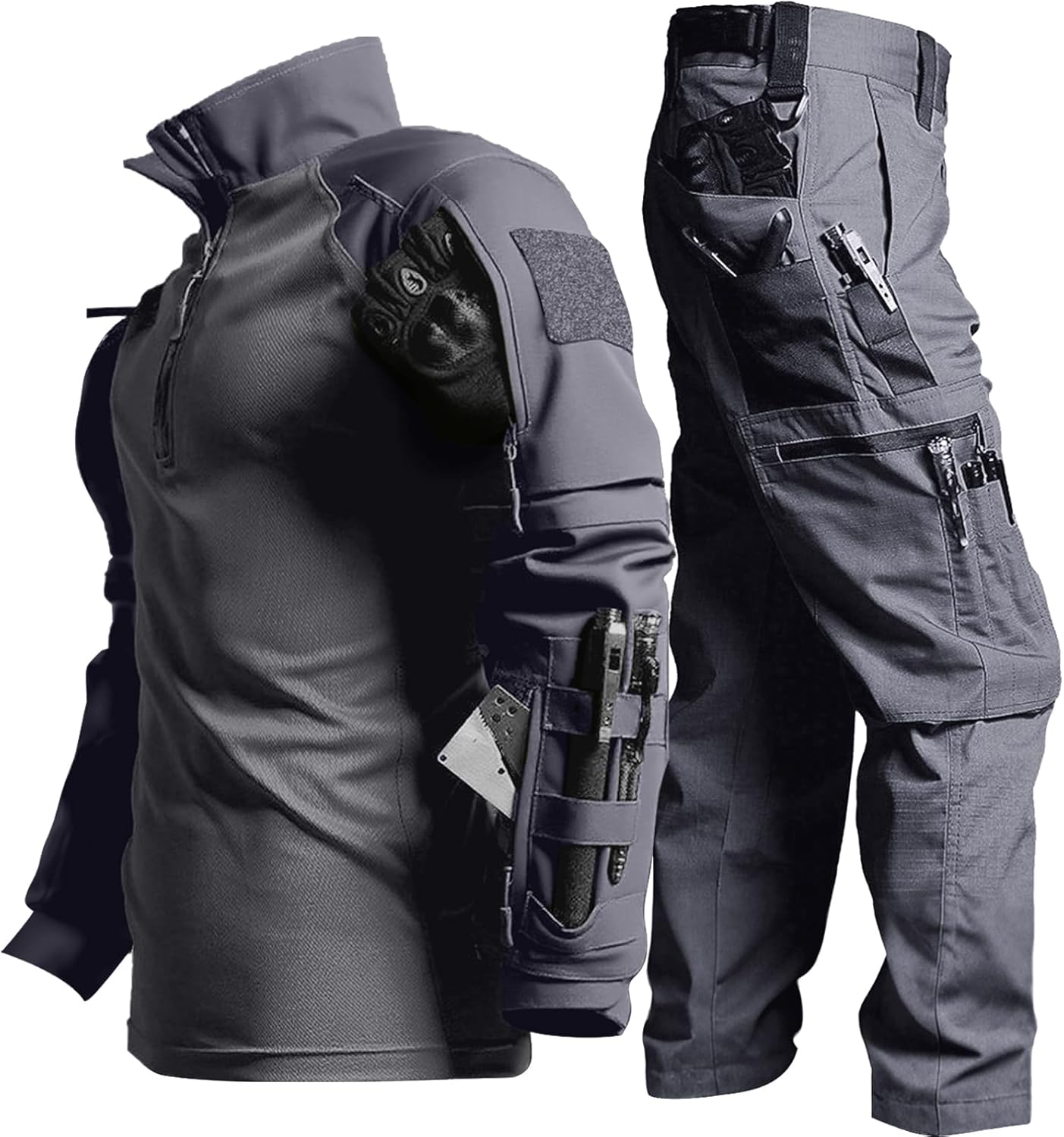Men's Tactical Military Suits Long Sleeve Lightweight Durable Uniforms Combat Shirt and Pants Airsoft Gear