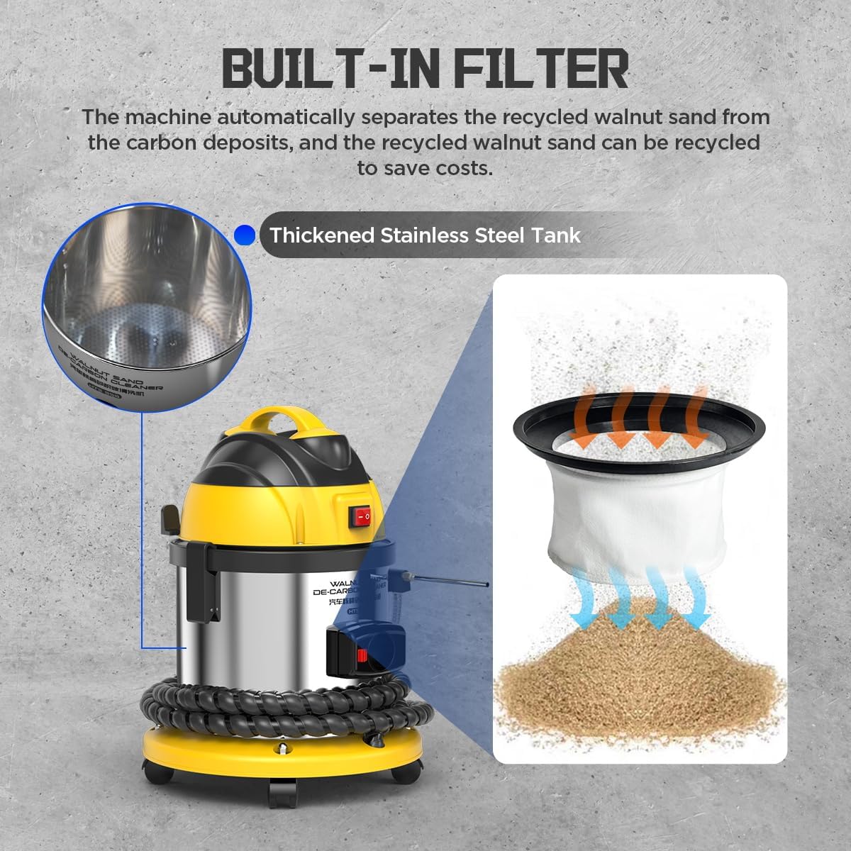 CMTOOL Walnut Blaster Kit for Carbon Cleaning, 1200W Car Carbon Cleaning Tool with 2kg Walnut Sand, Automotive Engine Exhaust Intake Valve Cleaner Machine, HTS558