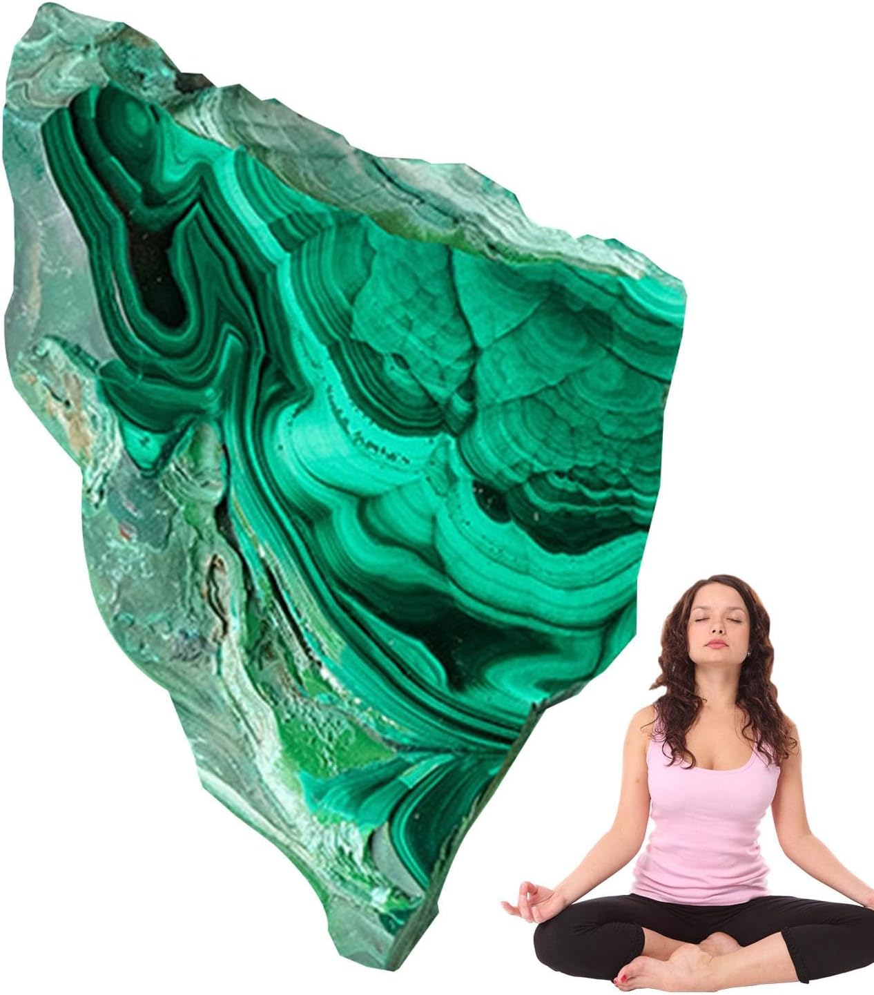 Olished Malachite Slice, Malachite Healing Stone, Natural Malachite Crystal, Malachite Crystal Statue - Irregular Natural Raw Rough Malachite Form Slice | Polished Slab Rock Healing Crystals Mal