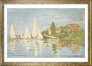 ポスター クロード モネ (アルジャントゥイユのレガッタ) A3サイズ インテリア 壁紙用 絵画 アートポスター 金色フレーム