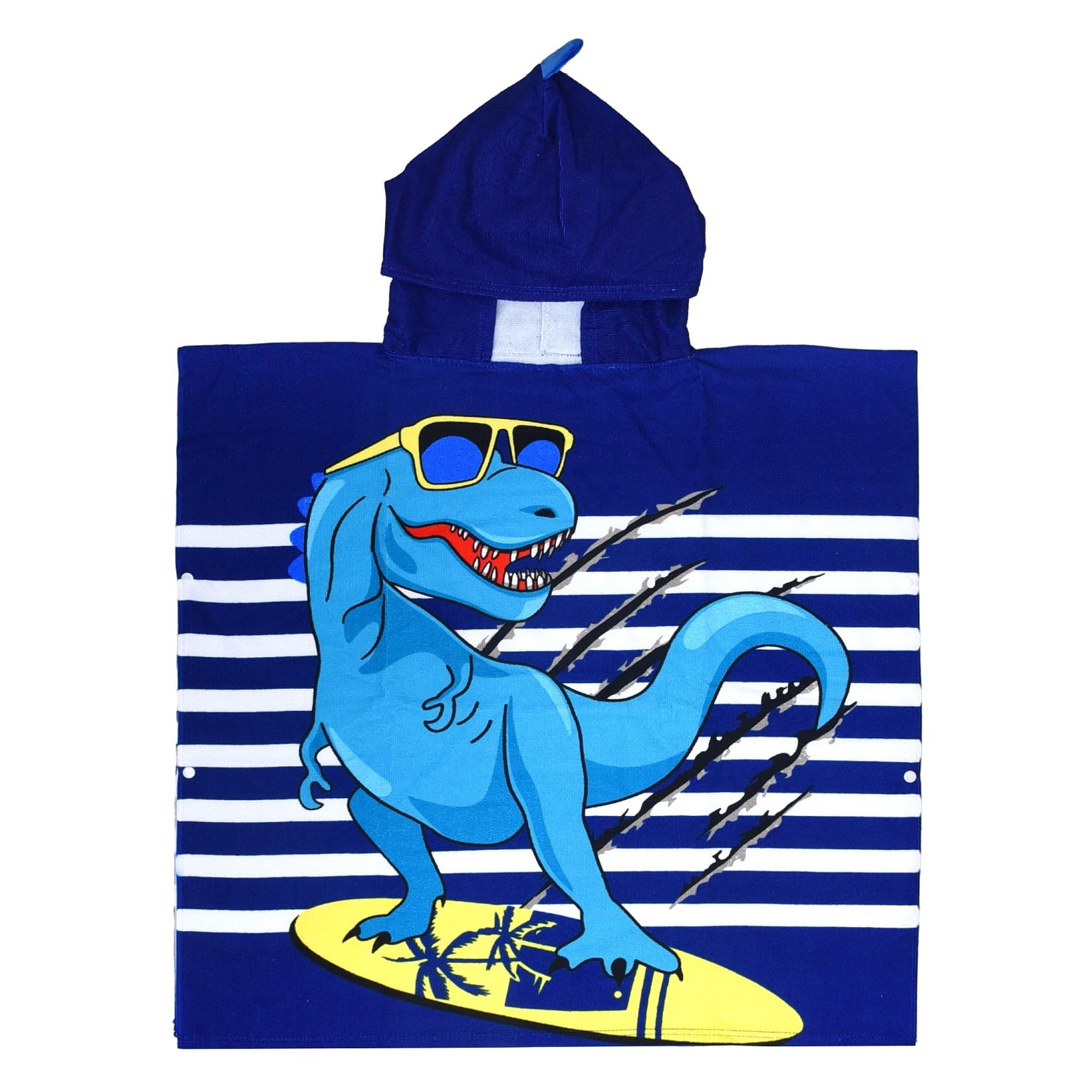 Cortina Poncho Towel for Kids, Hooded Micro-Fiber Bath Towel for Toddlers, Boys & Girls, Soft & Cozy, Ages 1-7 Years, Cute Design, Bathrobe Alternative 60x60 Cm (DARK BLUE)