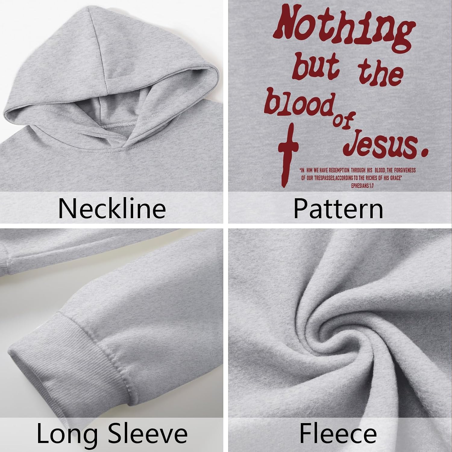 Christian Hoodies for Men Religious Faith Jesus Sweatshirts Inspirational Bible Verse Cross Graphic Hoodie Pullover