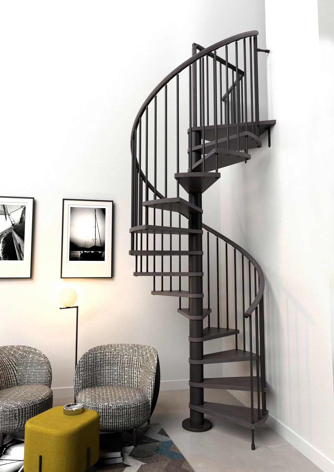 Italian indoor Spiral Staircase Beech Wood 1.58