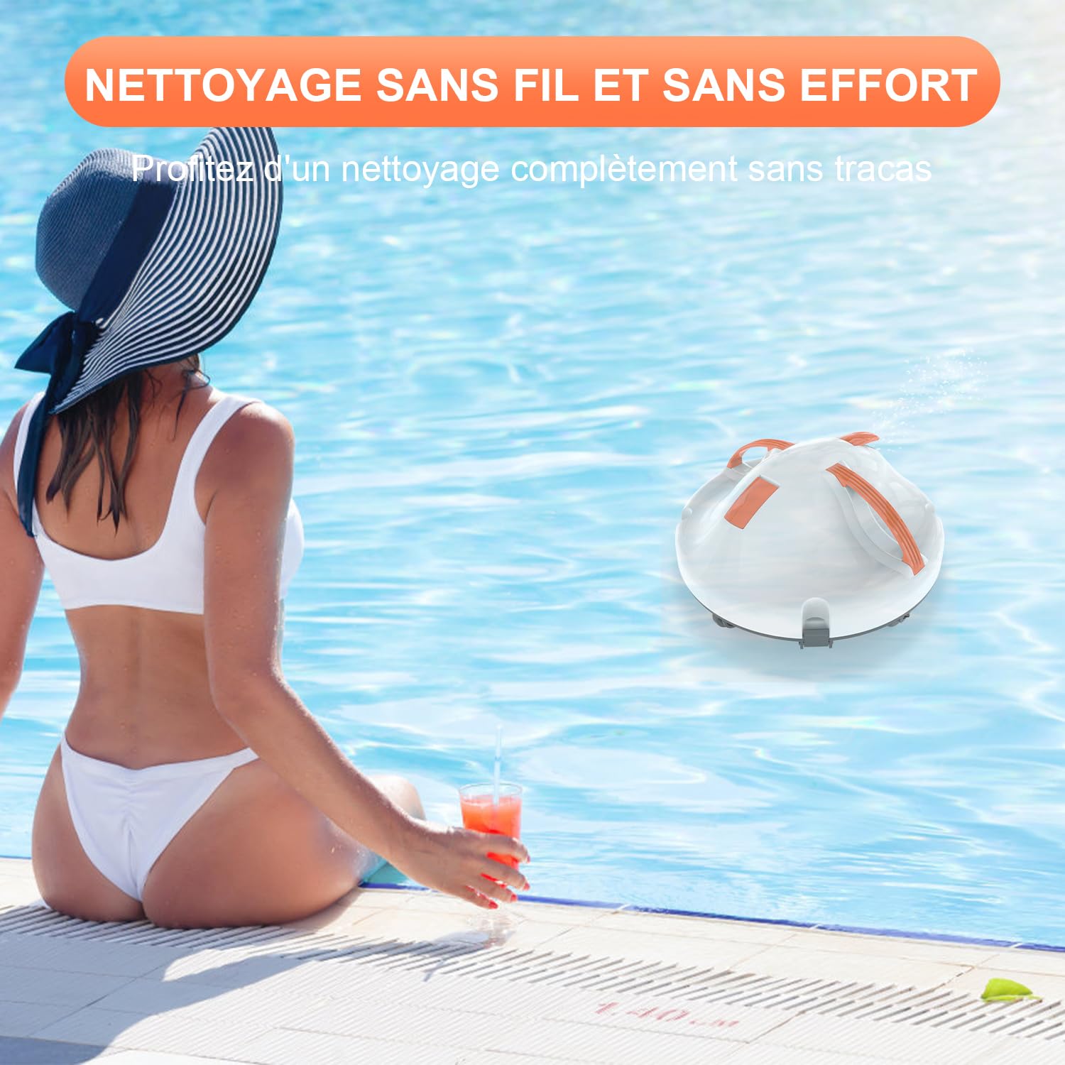 (2026) GAMPLAE Robot Piscine sans Fil, Aspirateur Piscine à Double Moteur Puissante Aspiration, 130 Minutes de Nettoyage, Auto-Stationnement, Robot Piscine Idéal pour Les Piscines Hors Sol 102㎡