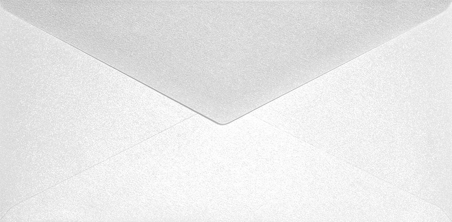 Netuno 25 sobres largos blancos nacarados DL 110x220mm 120g Aster Metallic White solapa engomada puntiaguda sin ventana metalizados americanos para invitaciones tarjeta boda bautizo dinero folleto