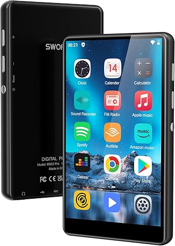 Reproductor de música de 80 GB, reproductor MP3 y MP4 con Bluetooth y WiFi con pantalla táctil IPS de 4 pulgadas, reproductor de audio digital M503