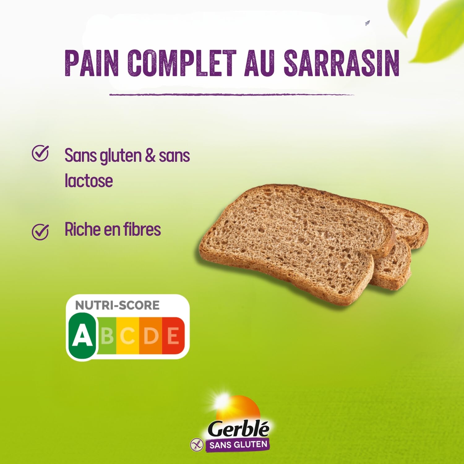Gerblé Pain complet au Sarrasin Sans Gluten & Sans lactose - Lot de 9 pains Complet (9x240g)