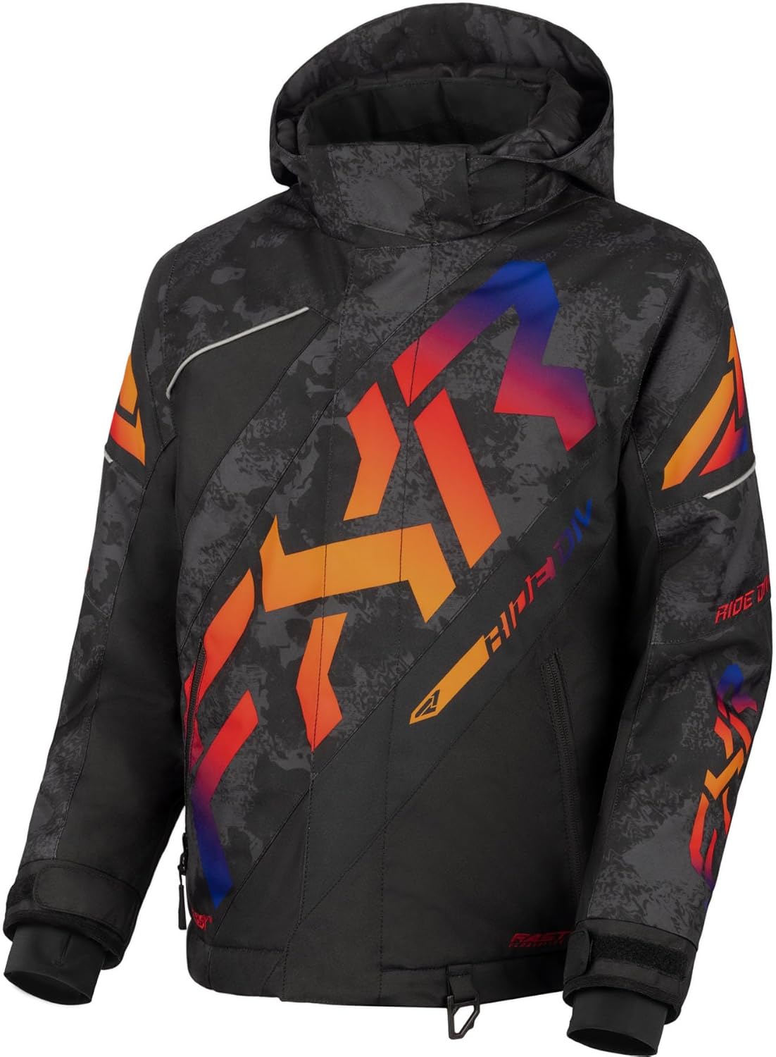 FXR Youth CX Jacket (Black Camo/Lime - Size 16)