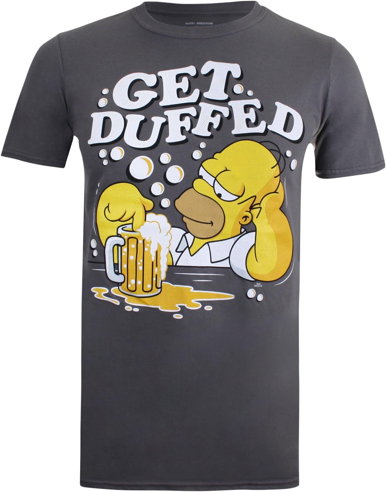 ImacziThe Simpsons Men's Get Duffed T-Shirt, Grey (Charcoal), M