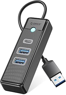 ORICO 4-Port USB HUB 3.0, USB Splitter for Laptop with 0.49ft Cable, Multi USB Port Expander, Fast Data Transfer Compatible with Mac OS 10.X and Above, Linux, Android (PWC2U-U3-015-BK)