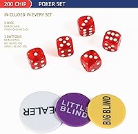 Vista 4 de Juego de 200 fichas de póquer para Texas Holdem, blackjack, torneos con estuche de aluminio, 2 barajas de cartas, botón de repartidor, botón