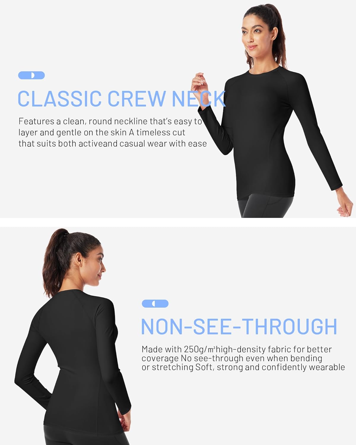 Runhit Women's Long Sleeve Compression Shirt Workout Tops Athletic Base Layer Gym Yoga Running Sports Gear Quick Dry UPF 50+ - Image 3