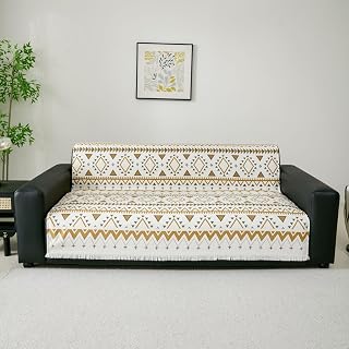 HOMETHREADS Chenille Dual Line Thick and Soft Sofa Cover | Elevate Your Living Space with Luxurious Slipcover Solutions fo... Price In India