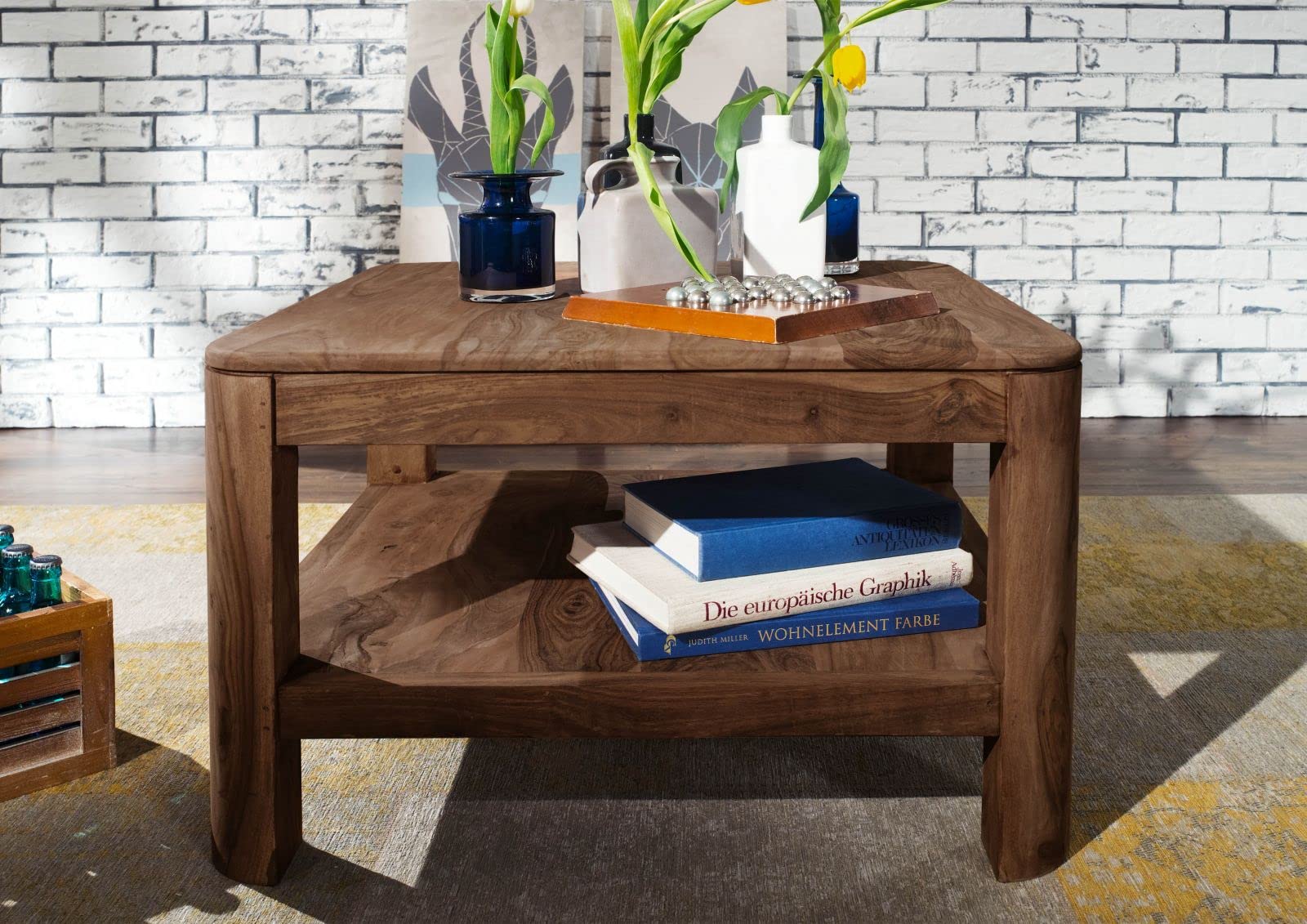 MASSIVMOEBEL24.DE | Toronto Couchtisch Sheesham/Palisander - Verschiedene Größen und Farben, Farbe:Dunkelbraun gebeizt, Größe:70x70 cm
