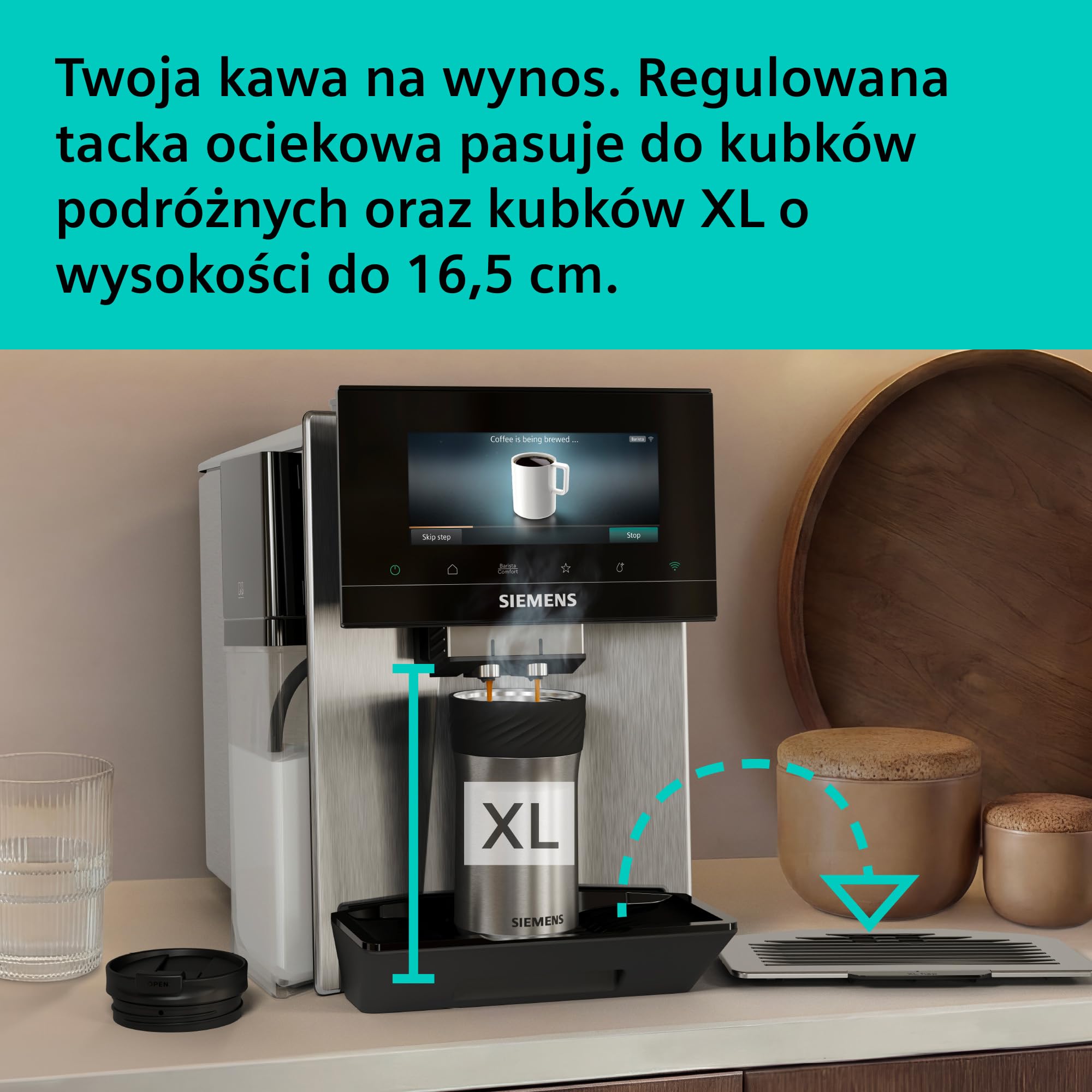 Siemens, automatyczny ekspres ciśnieniowy, EQ900 plus iAroma, automatyczne czyszczenie i odkamienianie, spersonalizowane ustawienia smaku, precyzyjne mielenie, stal nierdzewna, TQ923EZ3