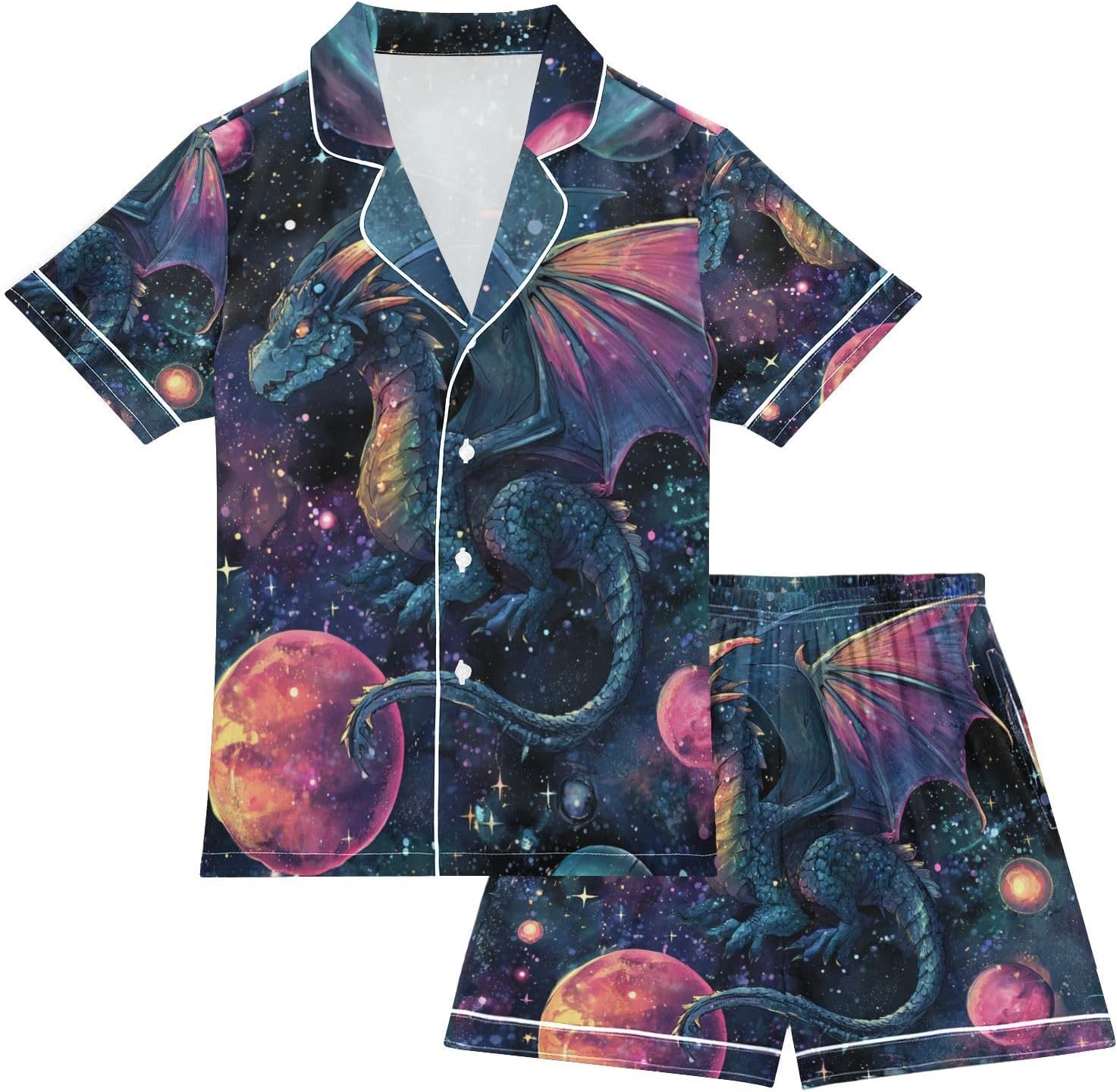 Silk Pajamas Sets Soft Satin 2 Piece Pjs Set Short Sleeve Sleepwear Nightwear