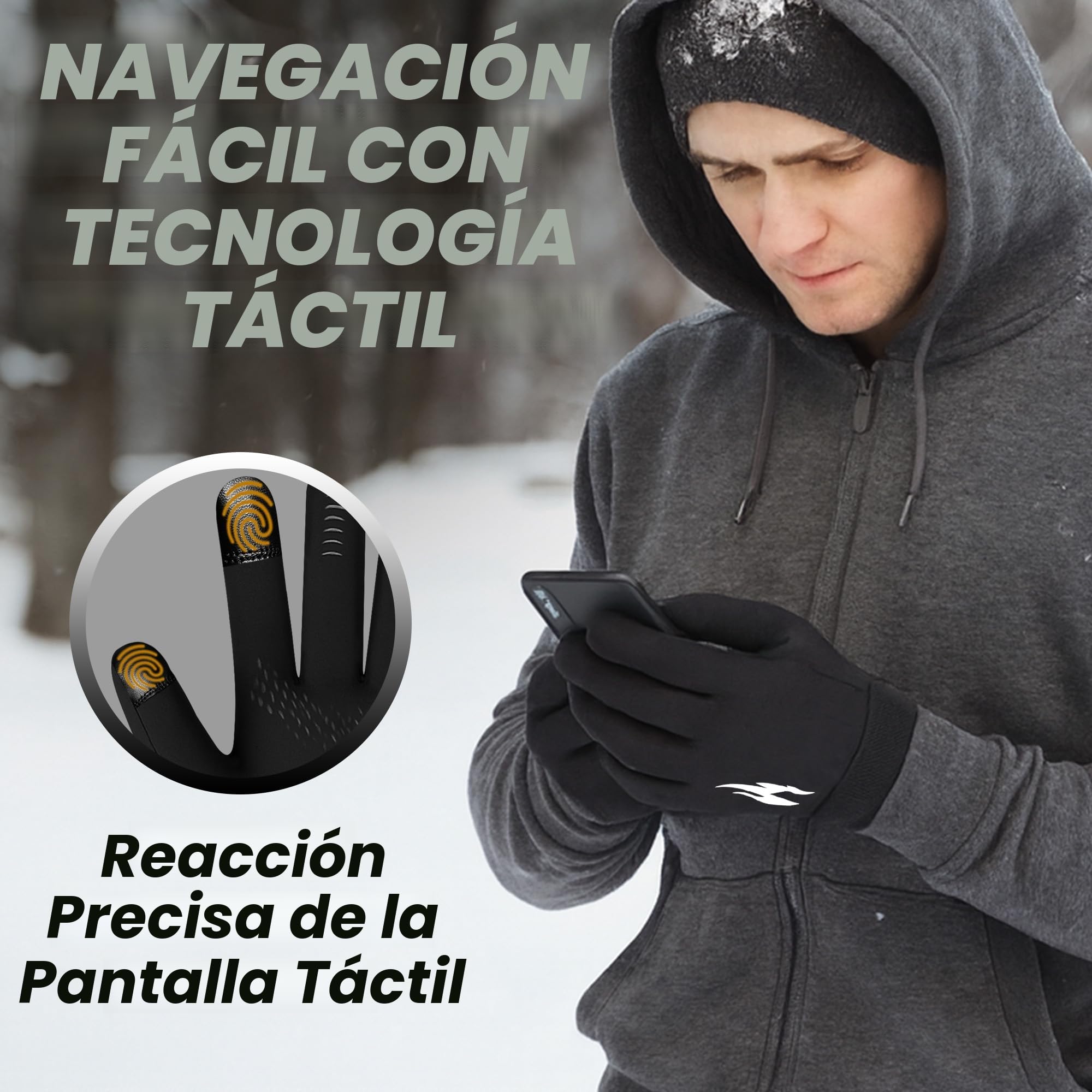 Westwood Fox Guantes térmicos de Invierno Pantalla táctil Silicona Antideslizantes para Hombre Mujer