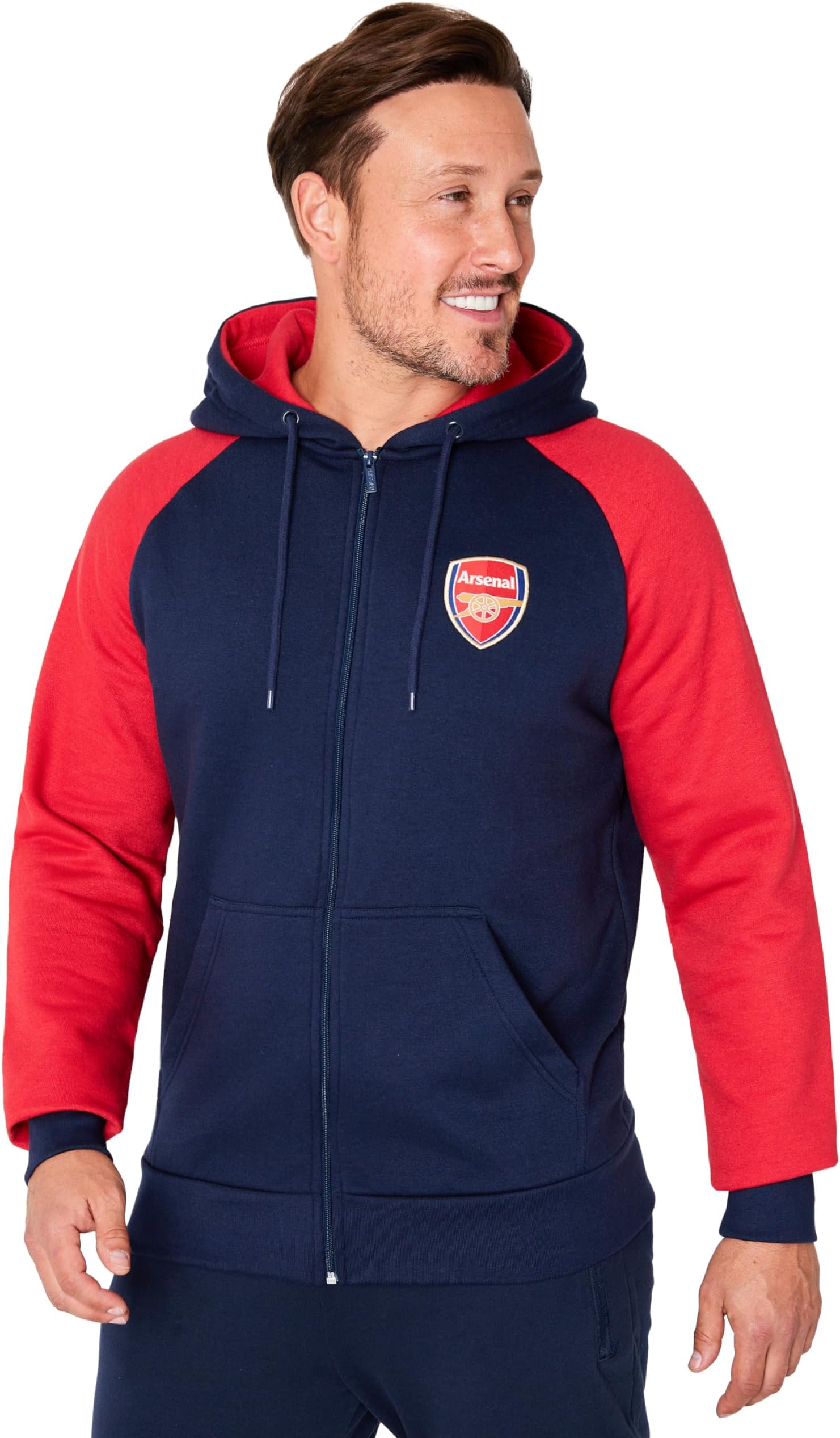 Arsenal F.C. Mens Zip Up Hoodie with Pockets