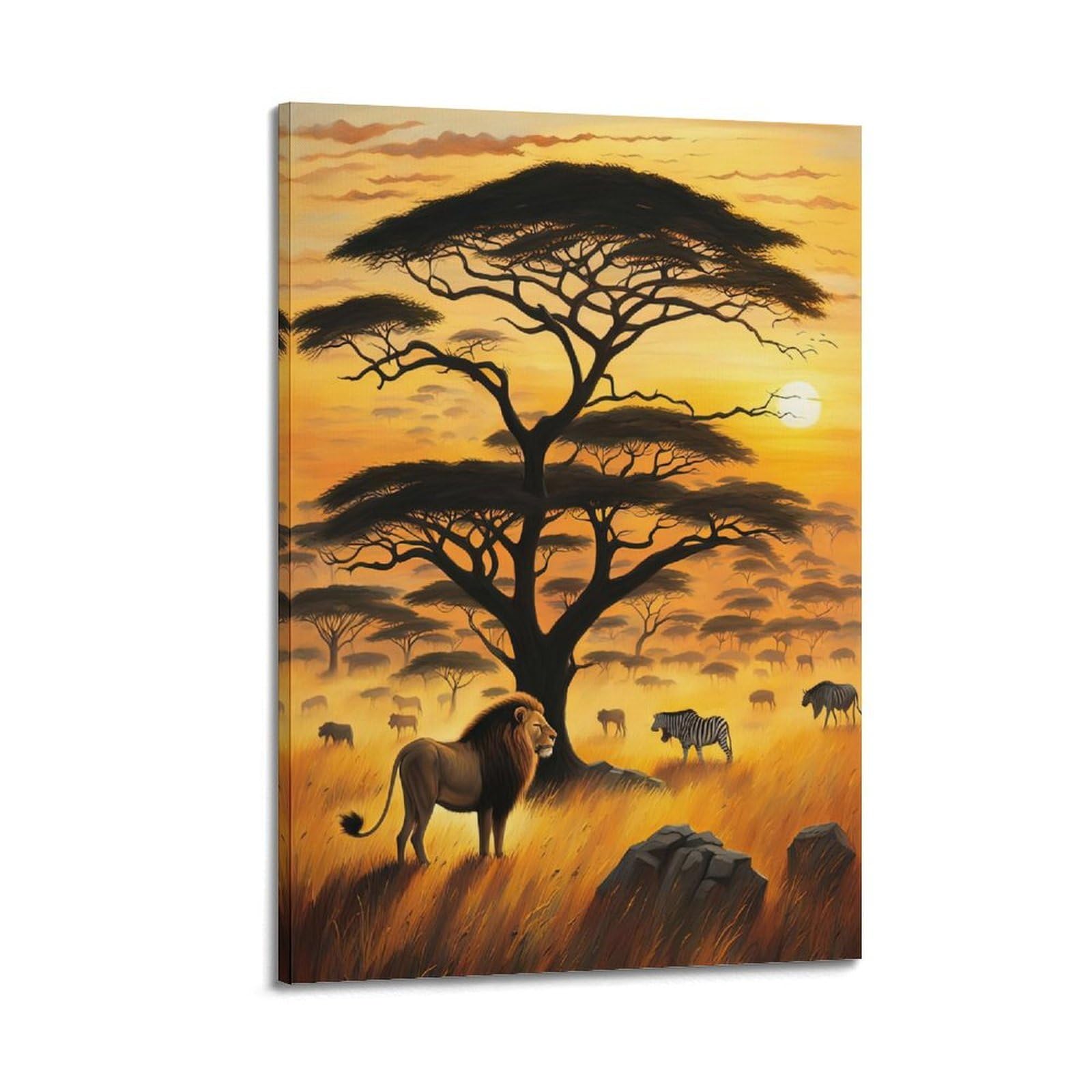 ZSZWHJ Animal Artwork Poster Lion in The Steppe Poster Decorative Painting Canvas Wall Posters And Art Picture Print Modern Family Bedroom Decor Posters 24x36inch(60x90cm)