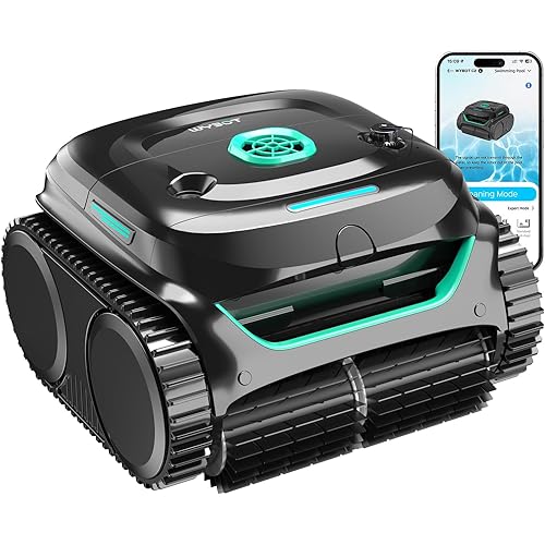 WYBOT C2 Cordless Robotic Pool Cleaner, Dual Filtration, Wall Climbing & Waterline Cleaning, App Scheduling, Smart Navigation, Pool Vacuum for Inground Pools up to 2152 Sq.ft-Black&Green