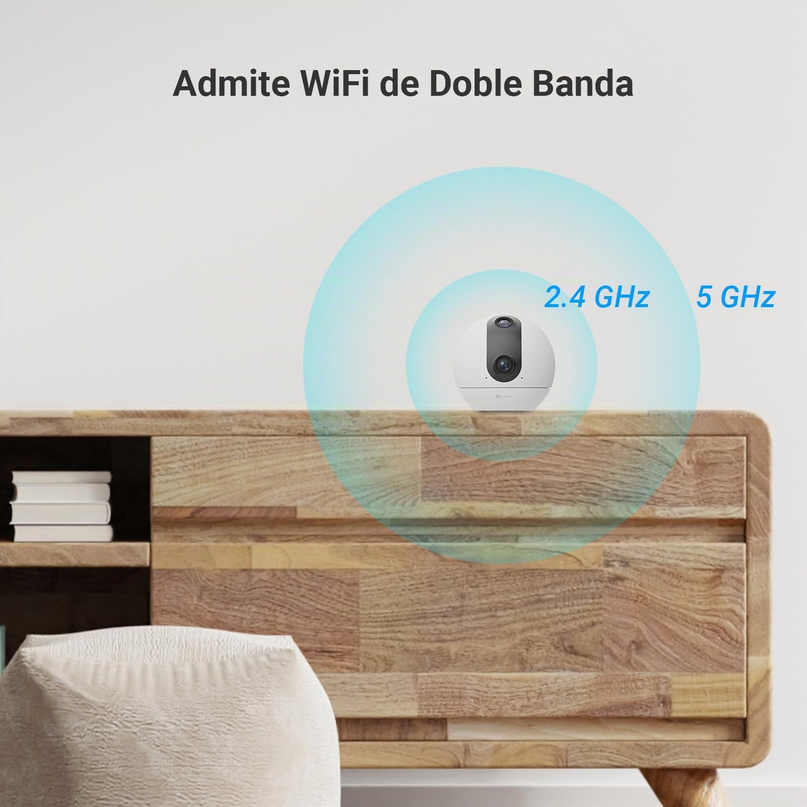 EZVIZ 6MP(2K+2K) Camara de Vigilancia Interior 360° Doble Lente,AI Detección Humanoa,Seguimiento Automatico,Llamada Bidireccional con Botón Táctil,WiFi 6 de Doble Banda 2,4/5 GHz, Soporta 512GB,C60P