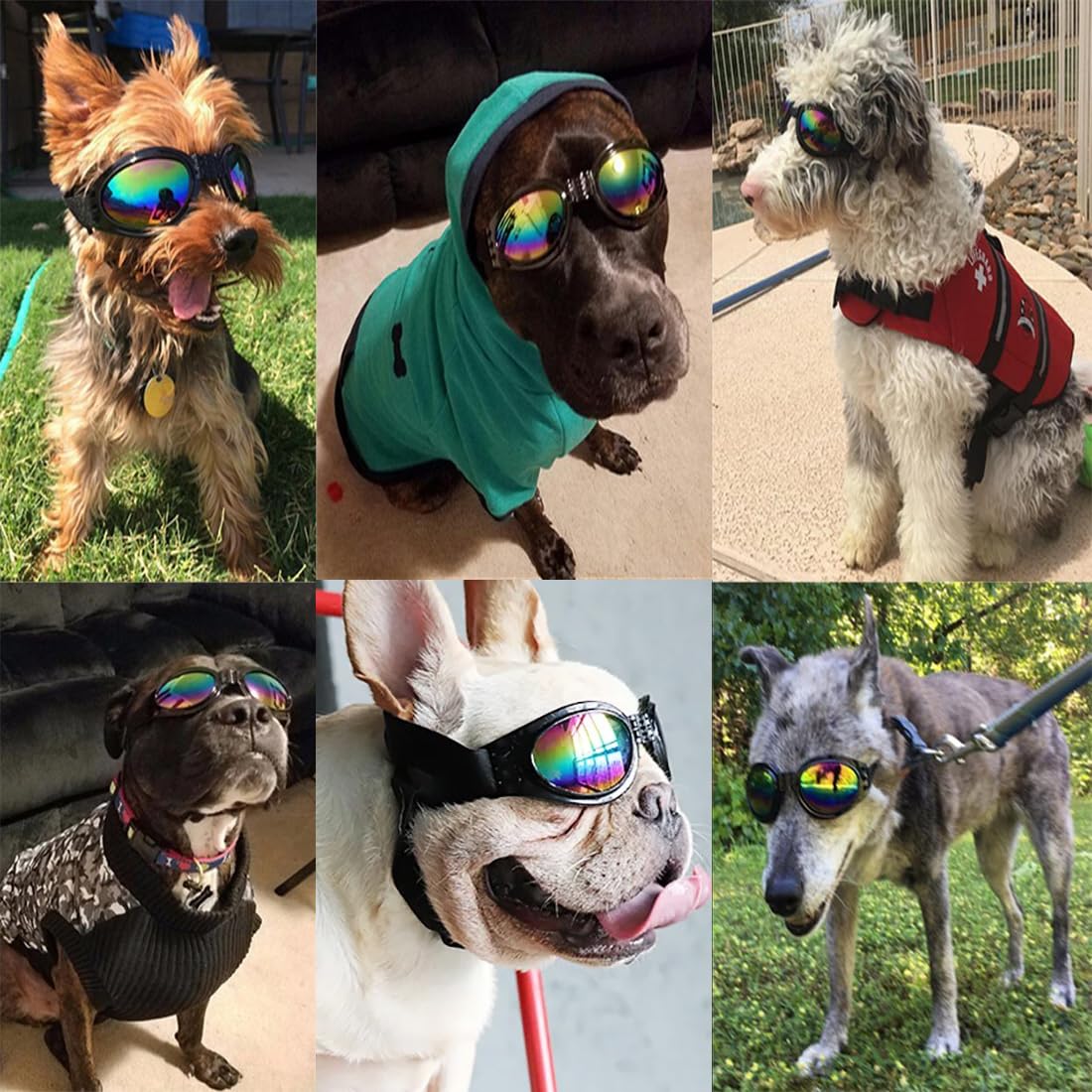 Occhiali Per cani, Occhiali da Sole Cani con Cinturini Regolabili, Accessori Cani Domestici Occhiali, Occhiali da Sole Cani， Protezione UV, Occhiali da Sole e Protettivi per Cani