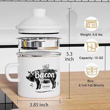 Black Meat Chopper and 15OZ Mini White Bacon Grease Container