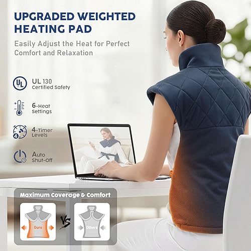 Miniatura 4 de Almohadilla térmica para alivio del dolor de cuello, hombros y espalda, regalos para papá, marido, tío, regalos para hombres, hombros eléctricos