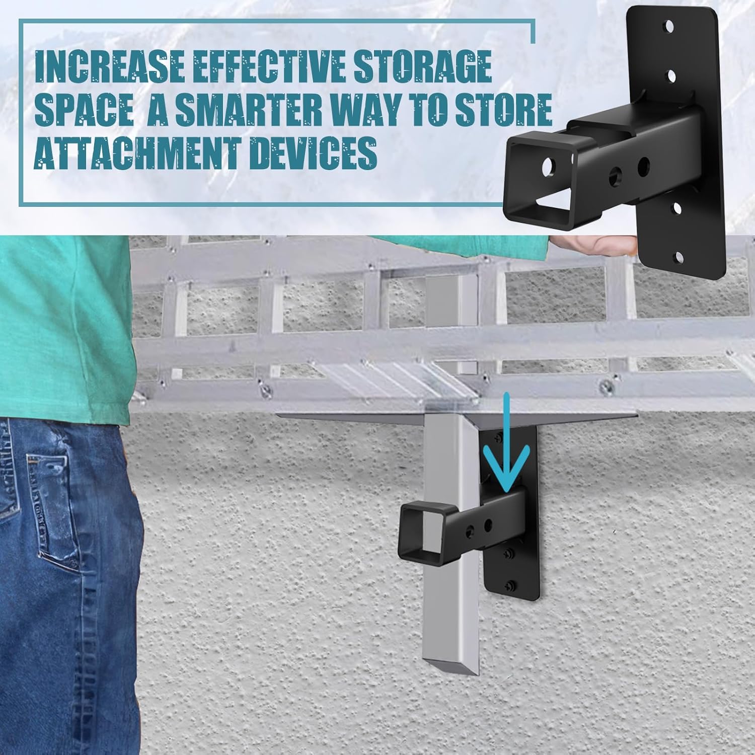 2" Hitch Wall Mount Bike and Cargo Rack Hanging Garage Wall Organizer, Trailer Hitch Receiver Storage, Easy to Load Secure & Sturdy, Heavy Duty Bicycle Hook Accessories, Max 200 LBS (2 Inch)