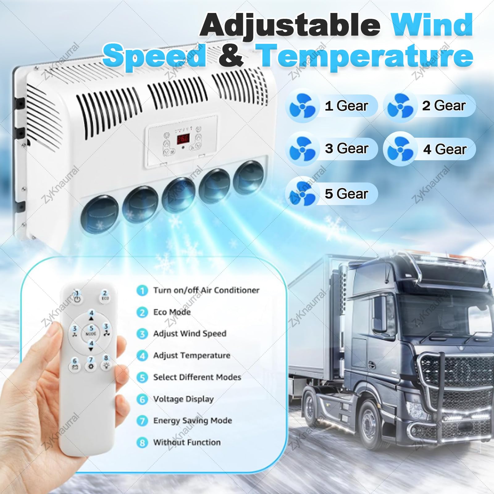 Aire Acondicionado Para Remolques De Carga, Aire Acondicionado Mini Split, Enfriamiento Rápido Sin Consumo Combustible Para Estacionamiento De Semirremolques, Furgonetas, Cabinas Tractores 24V-Yellow