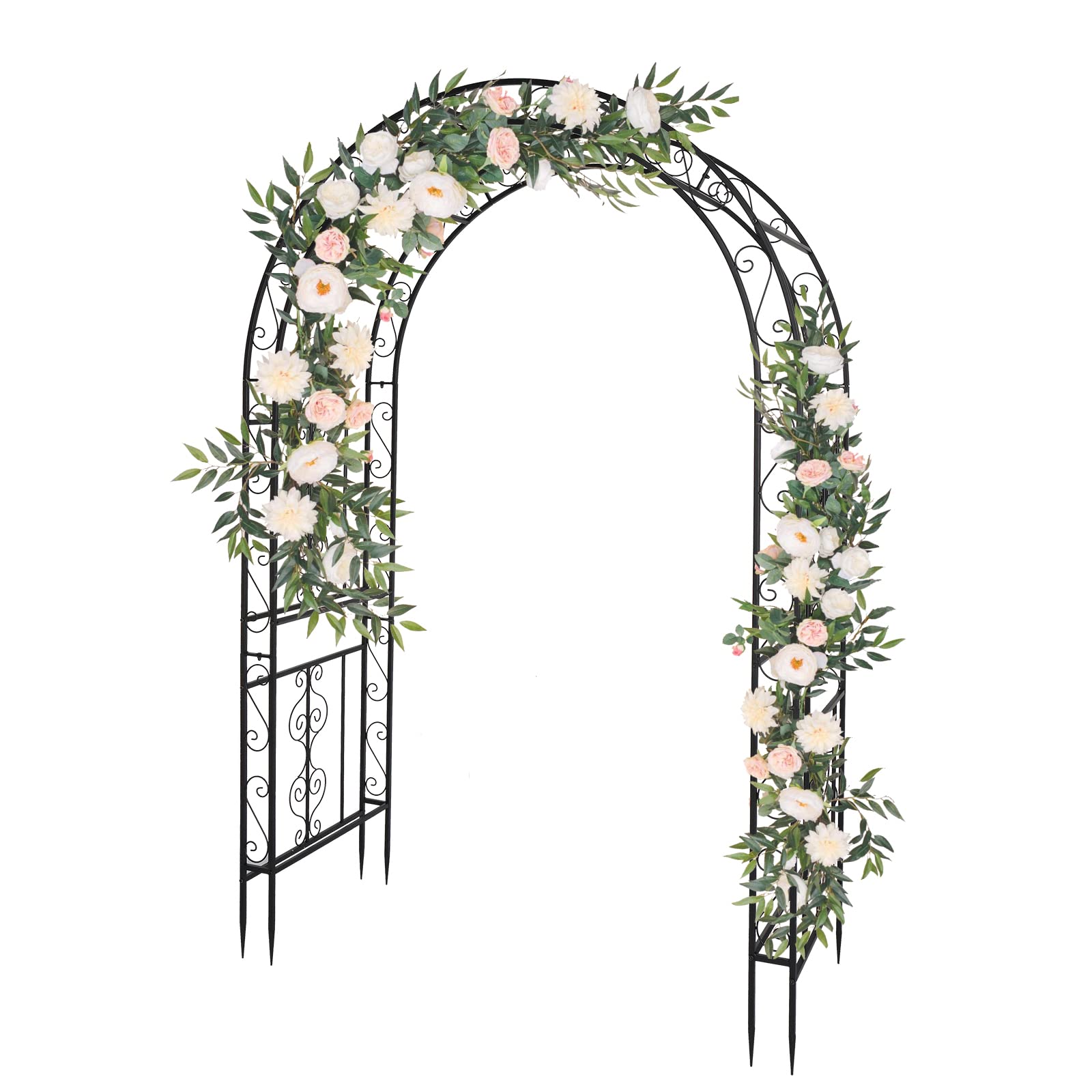 LEADZM – Gartenbogen aus Metall 134.5X 58.5x213cm – Rosenbogen ohne Tür in Schwarz – Stabiles Rankgerüst für Kletterpflanzen (Rosengewächse, Weinreben)