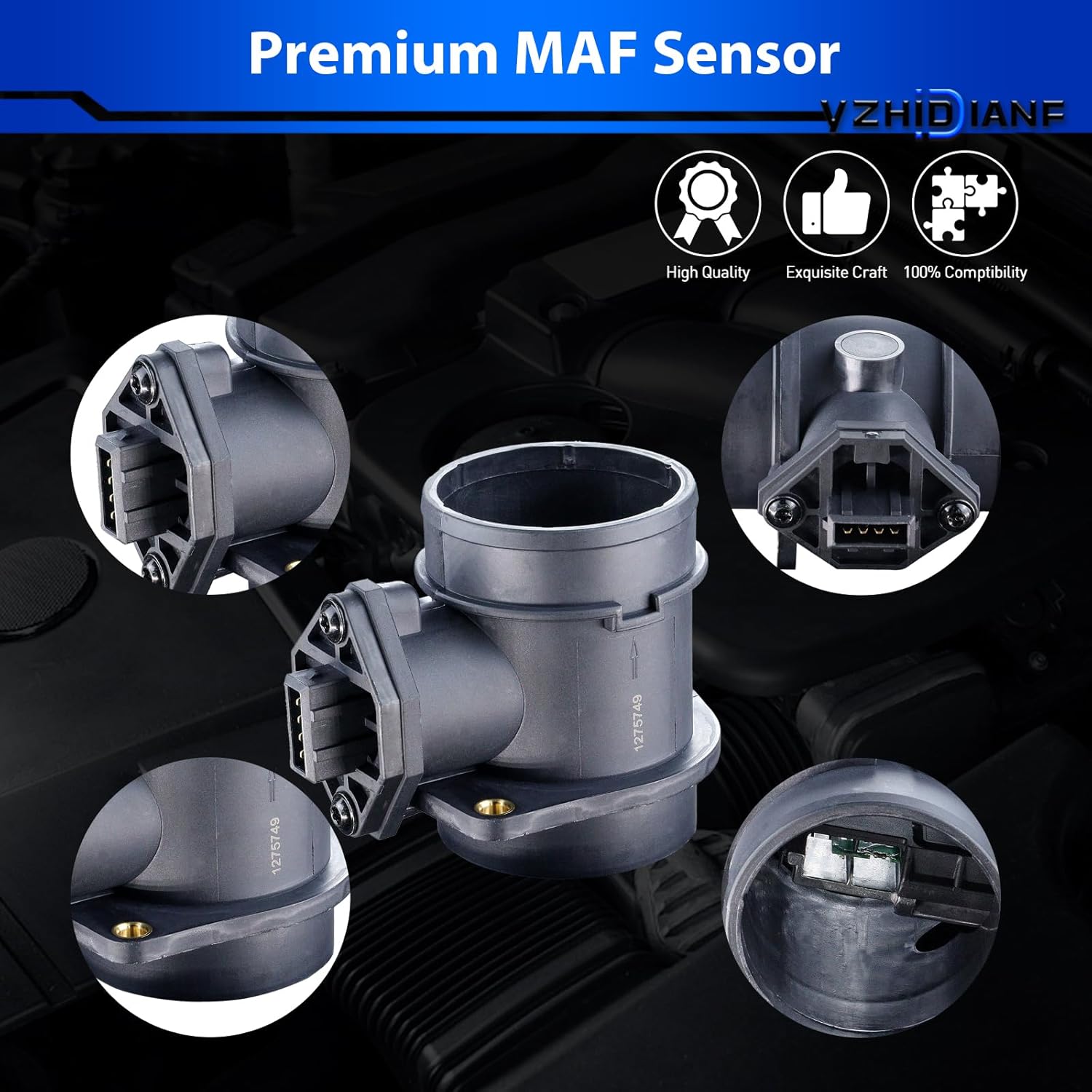 Mass Air Flow Sensor 1275749 Fits for:-Volvo C70 S70 V70 DOHC 1998 2.3L 2.4L 850 L5 1994-1997 OE# 0280217107, 7403507697, 7700100572, 12757490, 3507697, 0281002195