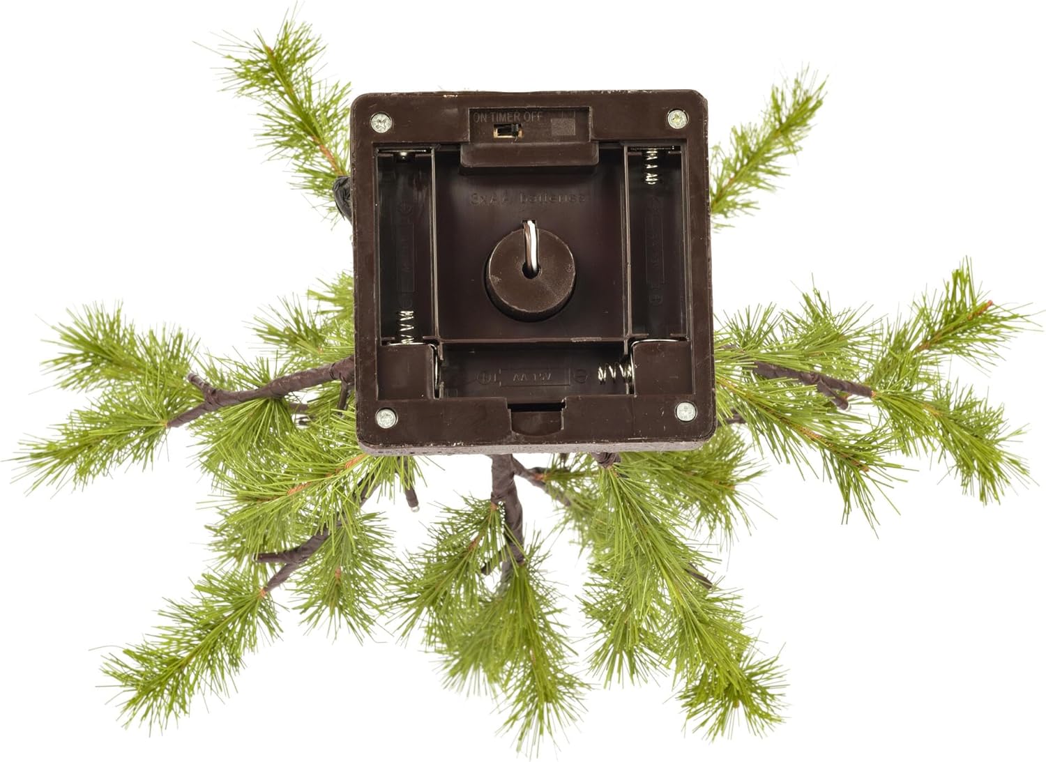 Vickerman 2' Green Mini Pine Twig Tree, Battery Operated Warm White 3mm Wide Angle LED Lights, Burlap Base.