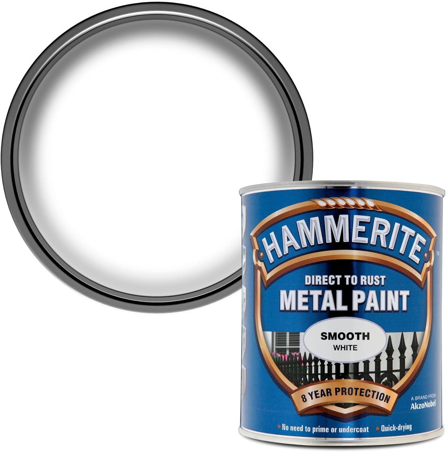 Smooth White Metal Paint 750ml – 1 Pack – Direct to Rust Metal Paint – Durable Protective Finish for Interior & Exterior – Ideal for Gates, Railings & Outdoor Surfaces