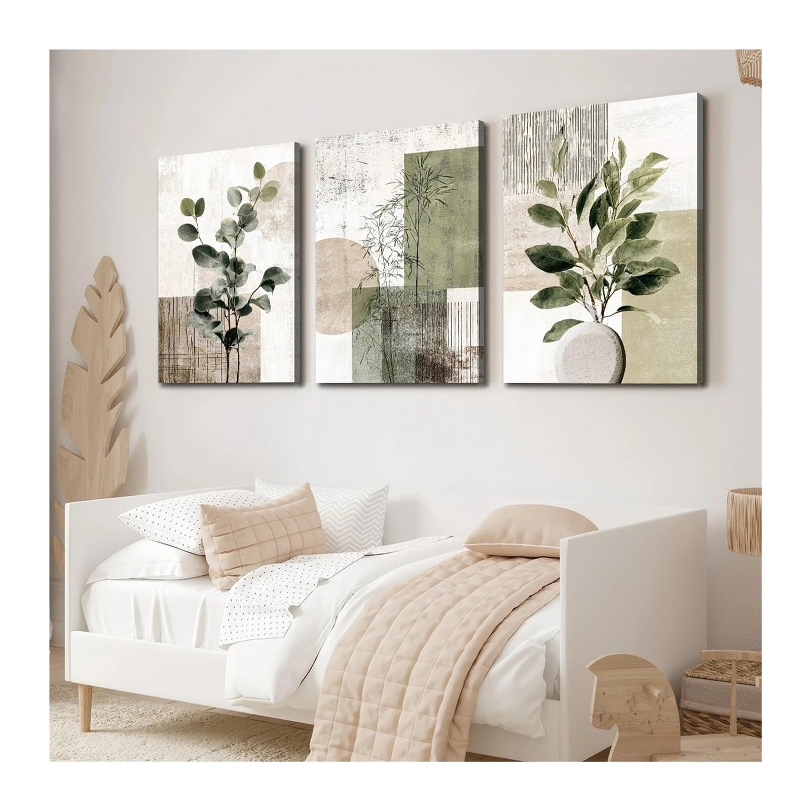 3 Szt. Abstrakcyjna Roślina Sztuka Obraz Na Płótnie Home Decor Geometria Dekoracja Ścienna Pokoju Drukuj Prezent Świąteczny