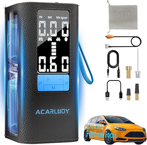 Compresor de aire portátil para neumáticos de automóvil, inflado 3 veces más rápido, apto para Ford Focus 2012-2018, batería de 6000 mAh, pantalla
